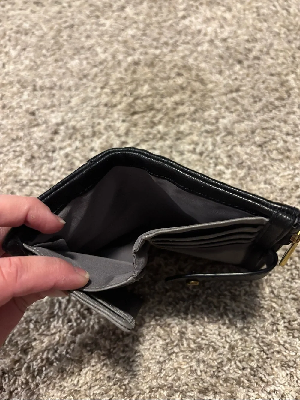 Fossil Black Leather Zip Wallet with Snap Tab